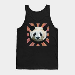 Striking Panda bear on Psychedelic patterned sun rays Tank Top